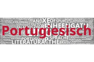 Eine Wortwolke für die Sprache Portugiesisch, die auf einem Korpus veröffentlichter Aufsätze von Kolleg*innen aus dem Arbeitsbereich sowie teils aus Hausarbeiten und Abschlussarbeiten. Die Größe eines Worts entspricht dabei der Häufigkeit des Wortes im Korpus - je größer es ist, desto häufiger kommt es vor.